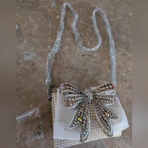 Kurt Geiger London Shoredicht Bow Wallet Beige Comb Shoulder Rightstone Bag New